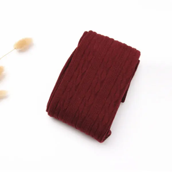 Wine Red Модные осенне-зимние женские шерстяные Гольфы выше колена с тесьмой, теплые гольфы LF88 - Цвет: Wine Red
