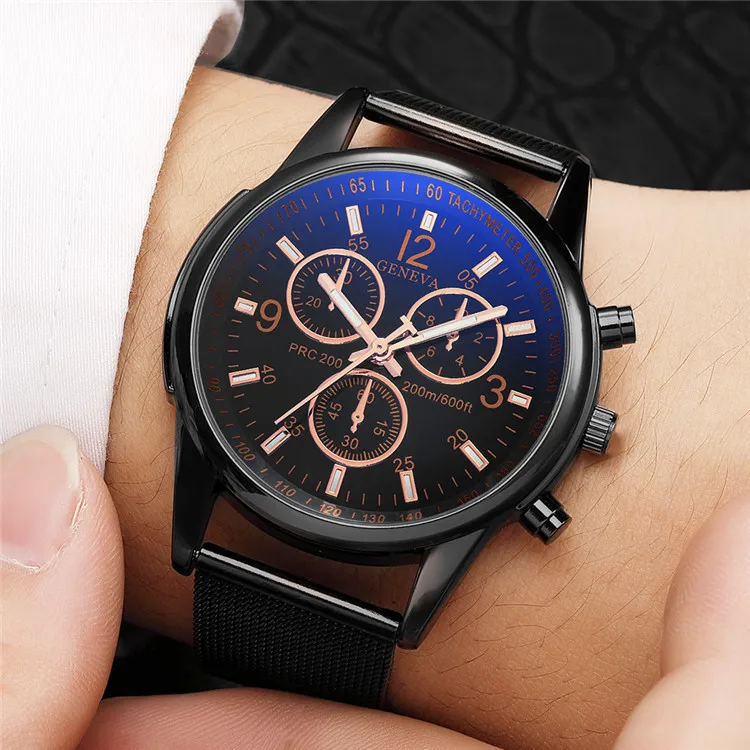 

New Hours Geneva Men Watch UltraThin Stainless Steel Clock Male Blue Glass Sport Watch Men Wrist Watch relogio masculino relojes