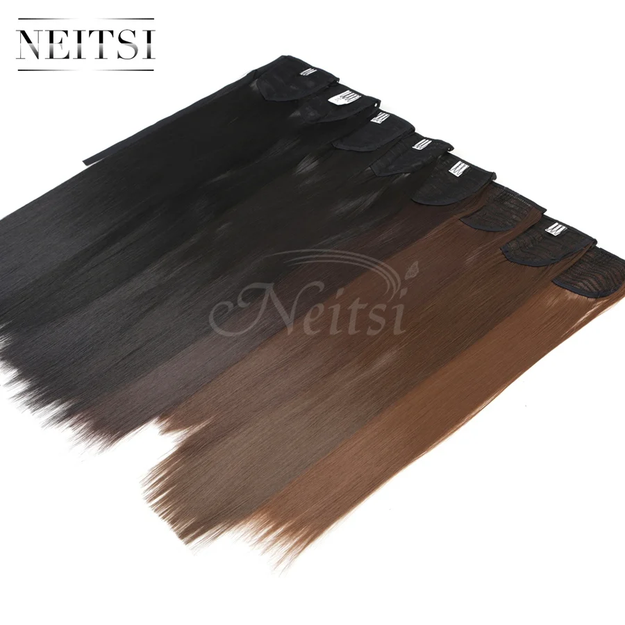 

Neitsi 22'' 1PC Straight Clip In Tail False Hair Drawstring Synthetic Hairpieces Ponytail Hair Extensions For Women