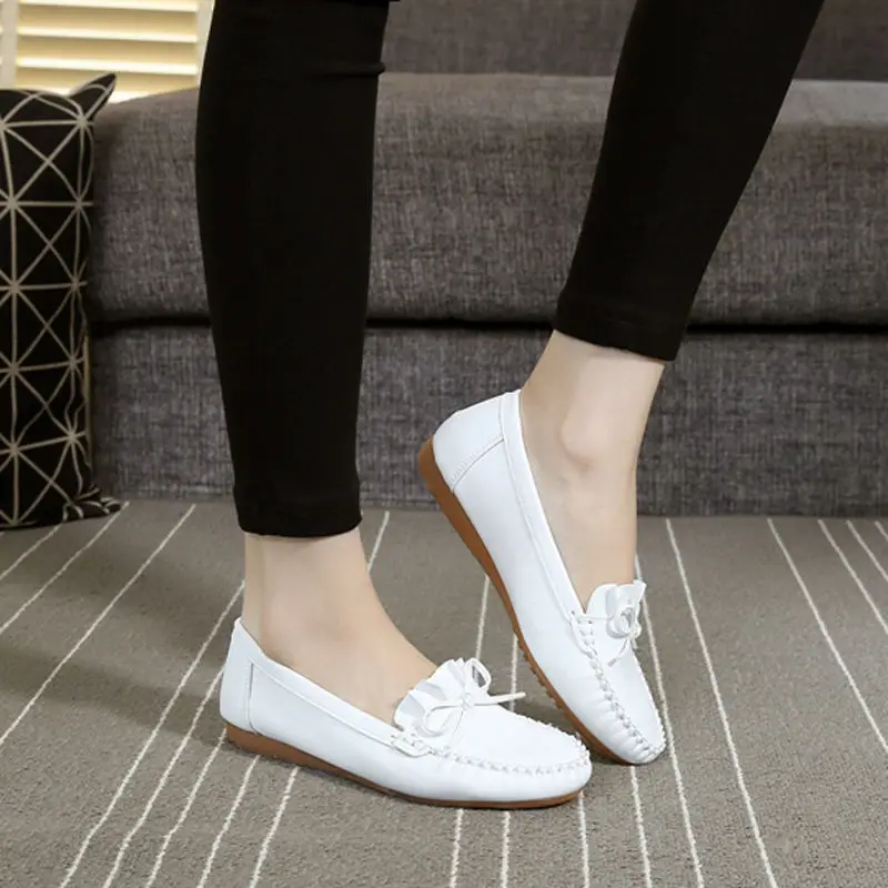 

Mom WOMEN'S Shoes 2019 Spring New Style Korean-style Versatile Flat Top Shoes Casual Shoes White Slip-on Shoes Fashion