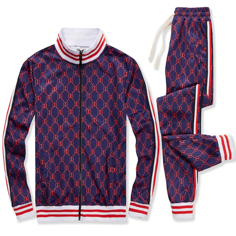 New Men gentleman Set di tute felpa da uomo pantaloni della tuta fiore  reticolo pantaloni multi-tasca moda Set di giacche High Street - AliExpress  Men's Clothing