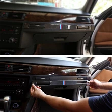 Углеродного волокна центр Управление пилота держатель стакана воды Панель покрытие стикер для отделки для BMW E90 E92 E93 2005-2009 2010 2011 2012