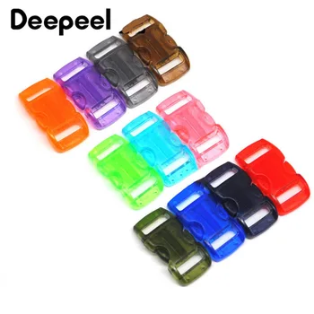 

Deepeel 30/50pcs 10mm Plastic Transparent Colors Release Buckle DIY Adjust Clasp Bag Clothes Parts Webbing Paracord Bracelet