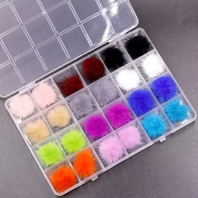 Soft Nail Poms Fluffy Plush Ball Nail Charms Pom Fur Balls Detachable Magnetic Acrylic Tips Jewelry Decorations Ornament Tool G