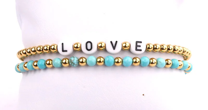 Fashion Beads Women Men Jewelry New Design Small 4mm Gold Stainless Steel Beads DIY Letters Inspired Bracelet Women Men