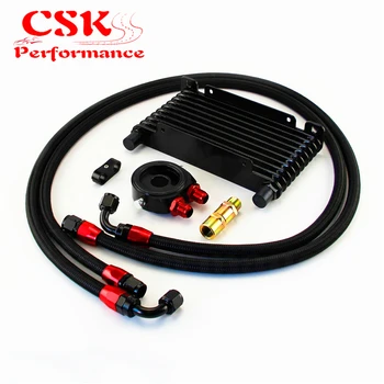 

Universal 10 Row AN8 Oil Cooler 260x133x32mm + Filter Adapter Hose End Kit Black