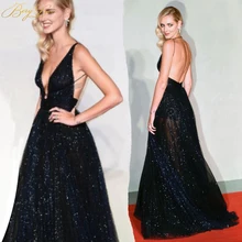 Длинное сексуальное черное блестящее вечернее платье блестка Блеск высокая-Низкая платье Формальное вечернее платье Выпускное Открытое платье с v-образным вырезом сексуальное открытая спина