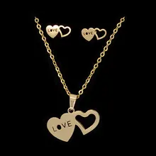 100% נירוסטה זהב מלא מראה פולני צלב לב ירח פרפר שרשרת תכשיטי נשים מתנה(China)