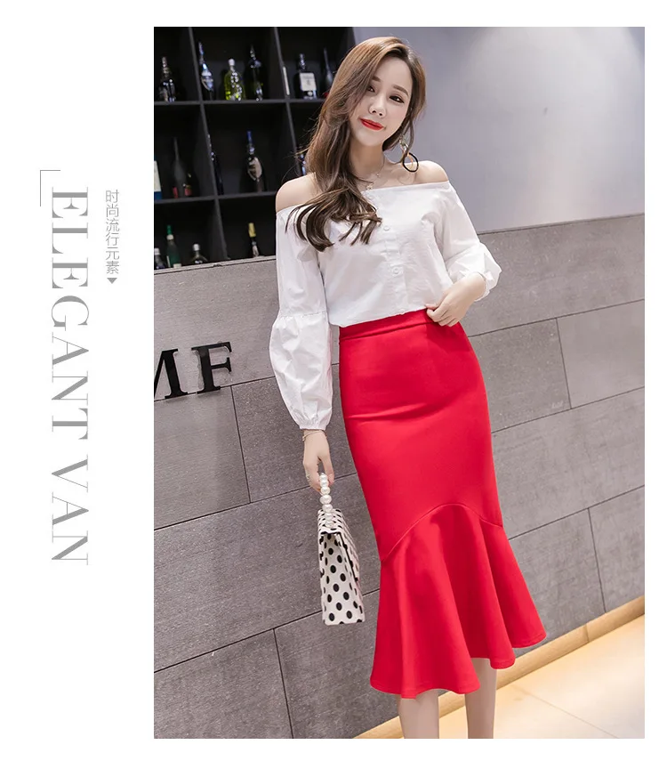 Spring And Summer Slim Fit Skirt Mid-length Irregular Fishtail Skirt All-match Bag Skirt Flounced Skirt