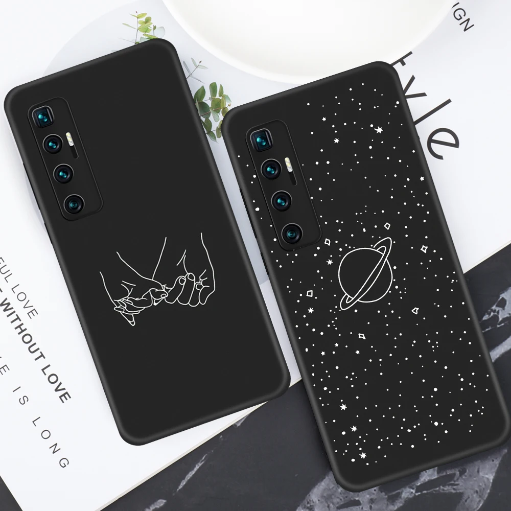Роскошный черный матовый чехол для Xiaomi Mi 10 чехлы с мультяшным рисунком космоса Pro