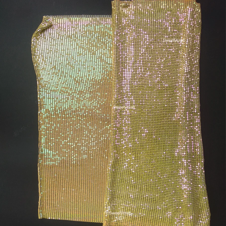 Blue Inridescent Metal Mesh Fabric 3