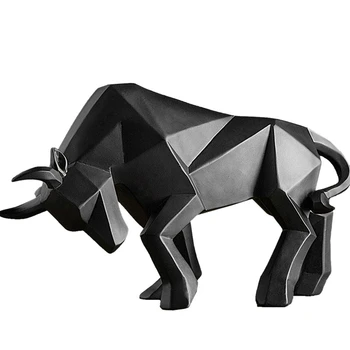 

Geometric Cattle Statue OX Bull Sculpture Ornament Abstract Animal Figurines Room Desk Decor Home Decoration Accessories Morden