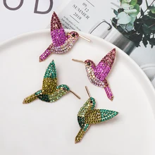 Зеленые и фиолетовые серьги-гвоздики в виде птицы женские модные элегантные вечерние висячие серьги с кристаллами Букле д 'Орель Femme