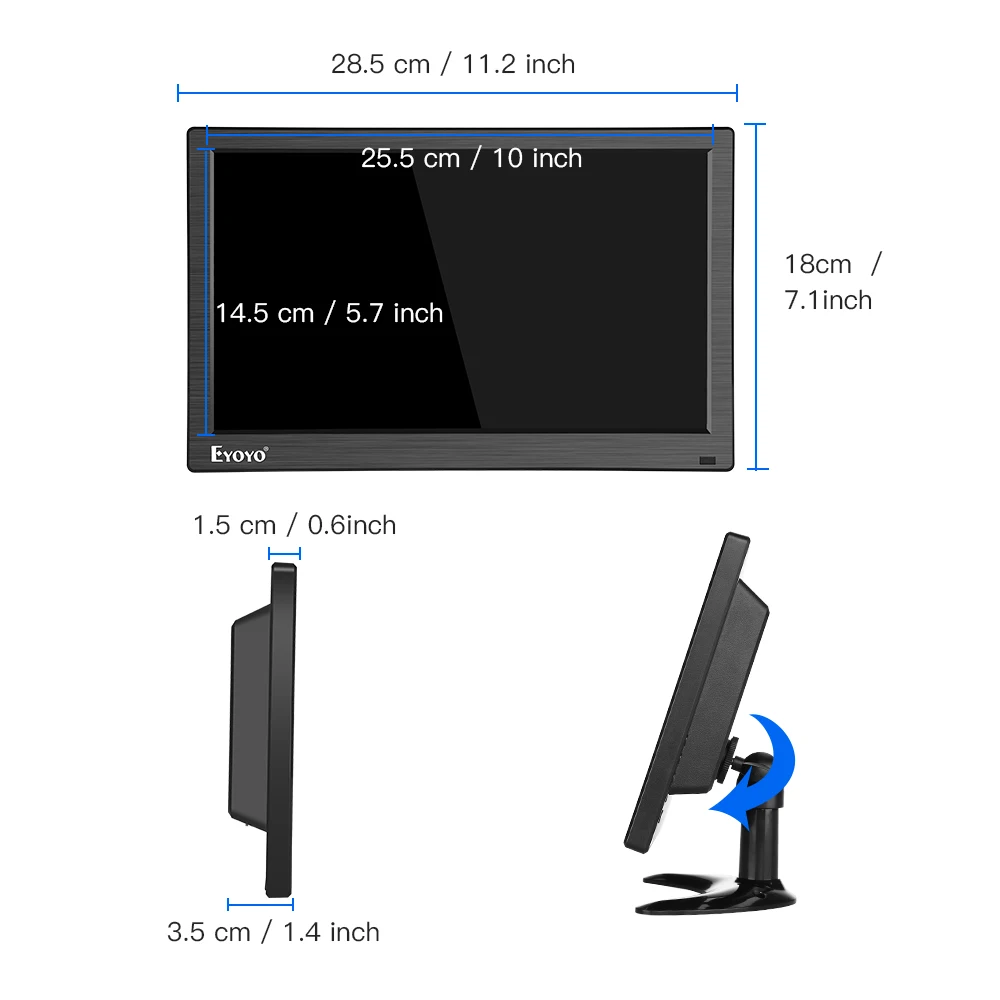 Eyoyo 11,6 дюймов HD TFT lcd цветной монитор 1920x1080 HDMI, AV, VGA, BNC вход домашний монитор CCTV дисплей Компьютерный дисплей