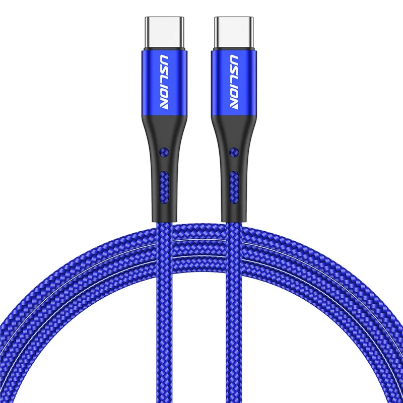 USLION 60 Вт usb type C к usb type C кабель для samsung Galaxy S9 Plus поддержка PD QC3.0 3A кабель для быстрой зарядки для устройств type-C - Цвет: Синий