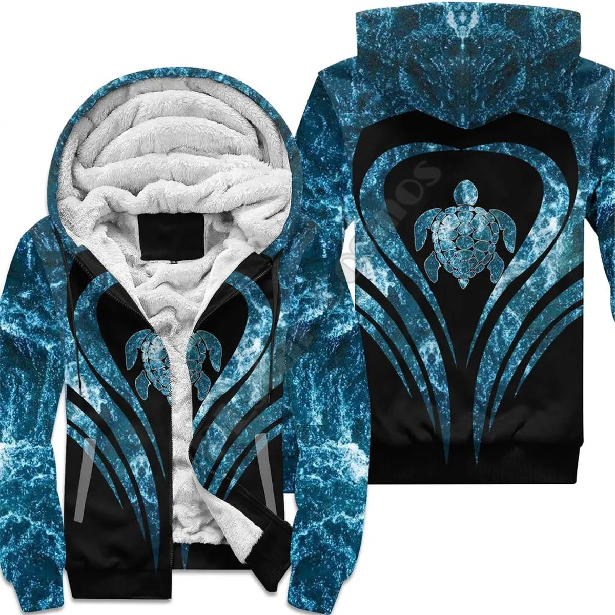 Love Sea Turtle Mandala 3D printed zipper Hoodies Men Women Winter Warm double plus velvet jacket cosplay costumes 03