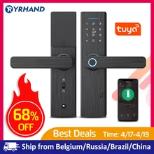 Cerradura biométrica Tuya con huella dactilar, cerradura inteligente de seguridad con WiFi y contraseña RFID, bloqueo de puerta para hoteles electrónicos(China)