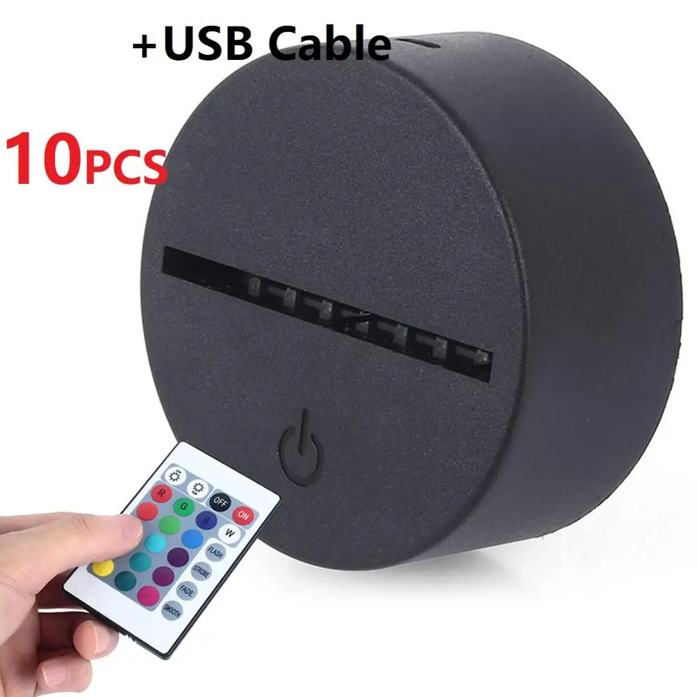 10Pcs/Lot 3D LED Lamp Base Acrylic Night Light Base LED USB Touch Remote Control Lighting Accessories Base Wholesale