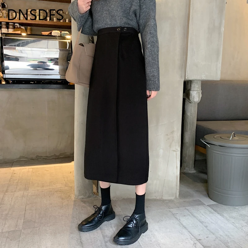 High waist black cotton a line skirt Clearance