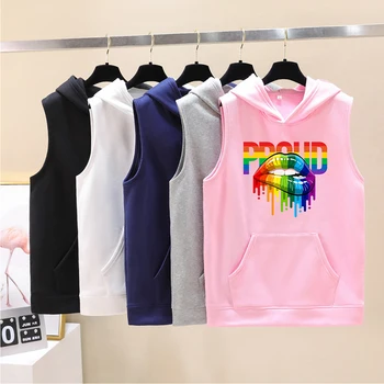 

Latest LGBT Rainbow Lesbians Gays Men Women Hoodies Sweatshirts Fashion Unisex Hooded Pullover Sleeveless Hoodie Sportswear Tops