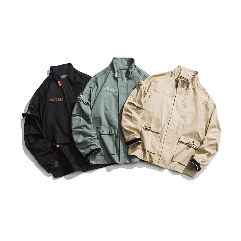 

2019 New Style Japanese-style Retro Street Function Workwear Coat Men's Autumn And Winter Loose-Fit Stand Collar MEN'S Jacket Fa