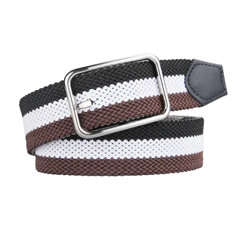 

Men Elastic Belt high quality Black Canvas Stretch Braided Elastic Woven Leather Belt Wide Hot Metal Stretch Belt For Men