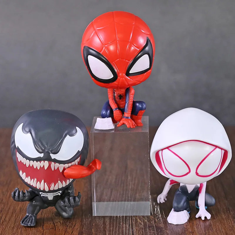 

Spiderman Spider Gwen Stacy Venom Q Version PVC Action Figures Toys 3pcs/set