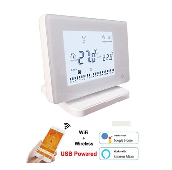 

Wireless Thermostat Touch Screen Programmable Temperature Controller for Room Heating with Gas Boiler and Actuator