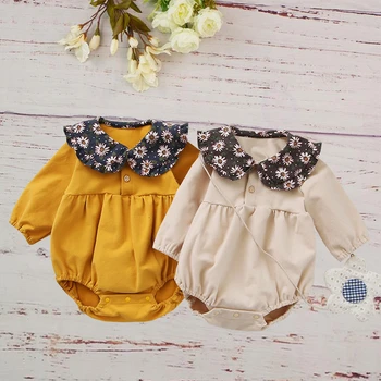 

2020 Fashion Baby Girls Onesies Rompers Spring Autumn Cotton Infant Toddler Clothes Flower Lovely Jumpsuit Newborn Baby Garment