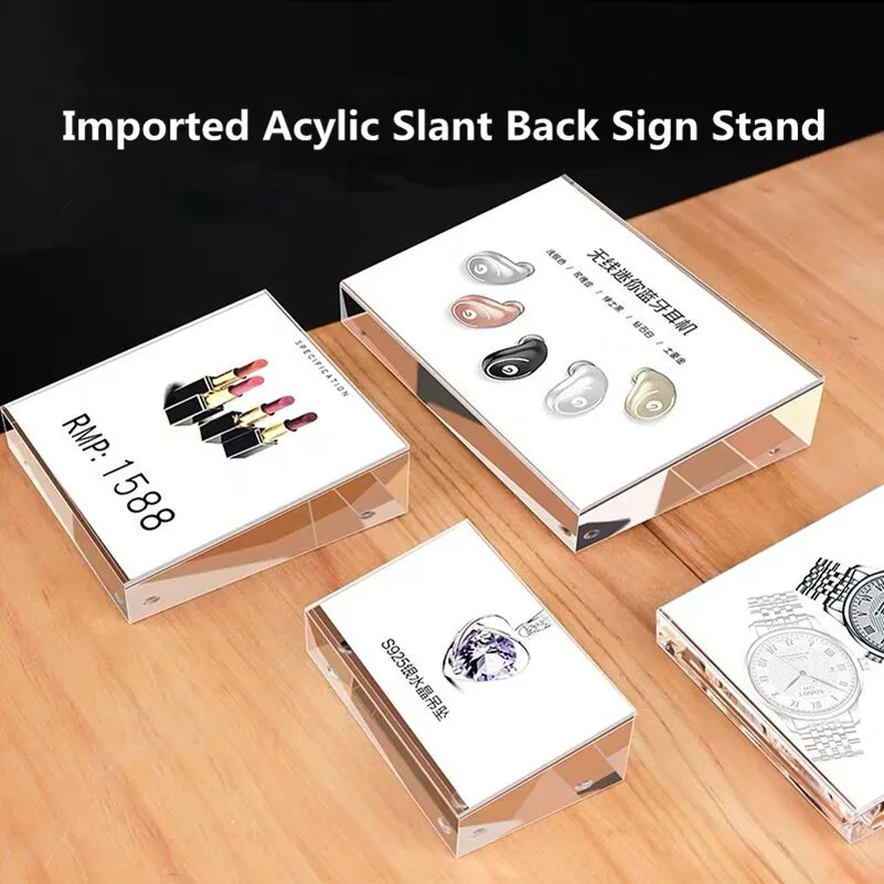 

100*100mm Slanted No Magnetic Full Screen Picture Photo Sign Holder Stand Display Frame Table Menu Phone Price Label Holder