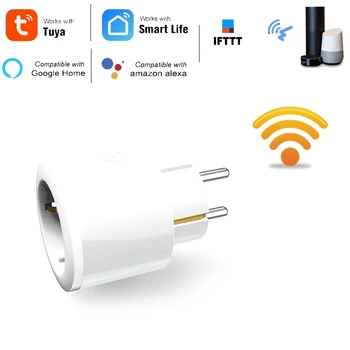 

16A Power Monitor Smart Plug Wifi Smart Socket Tuya Smart Life App with LEDs Lights Work with Alexa Google Home IFTTT EU Plug