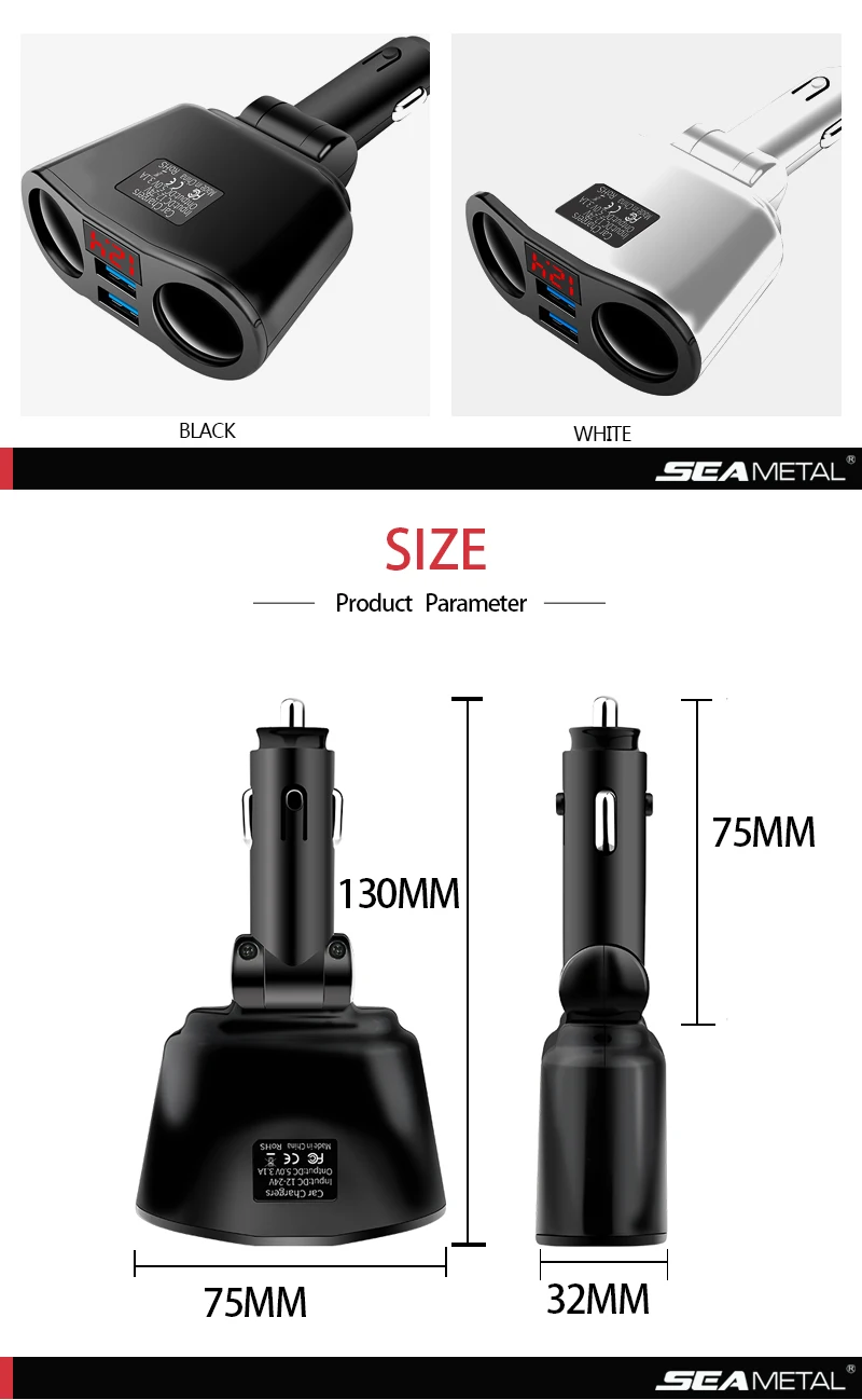 12 V-24 V автомобильный прикуриватель Зарядное устройство с двумя портами USB для телефона для зарядки 12V автомобильный сплиттер разъема Мощность адаптер 150 поворотный аксессуары