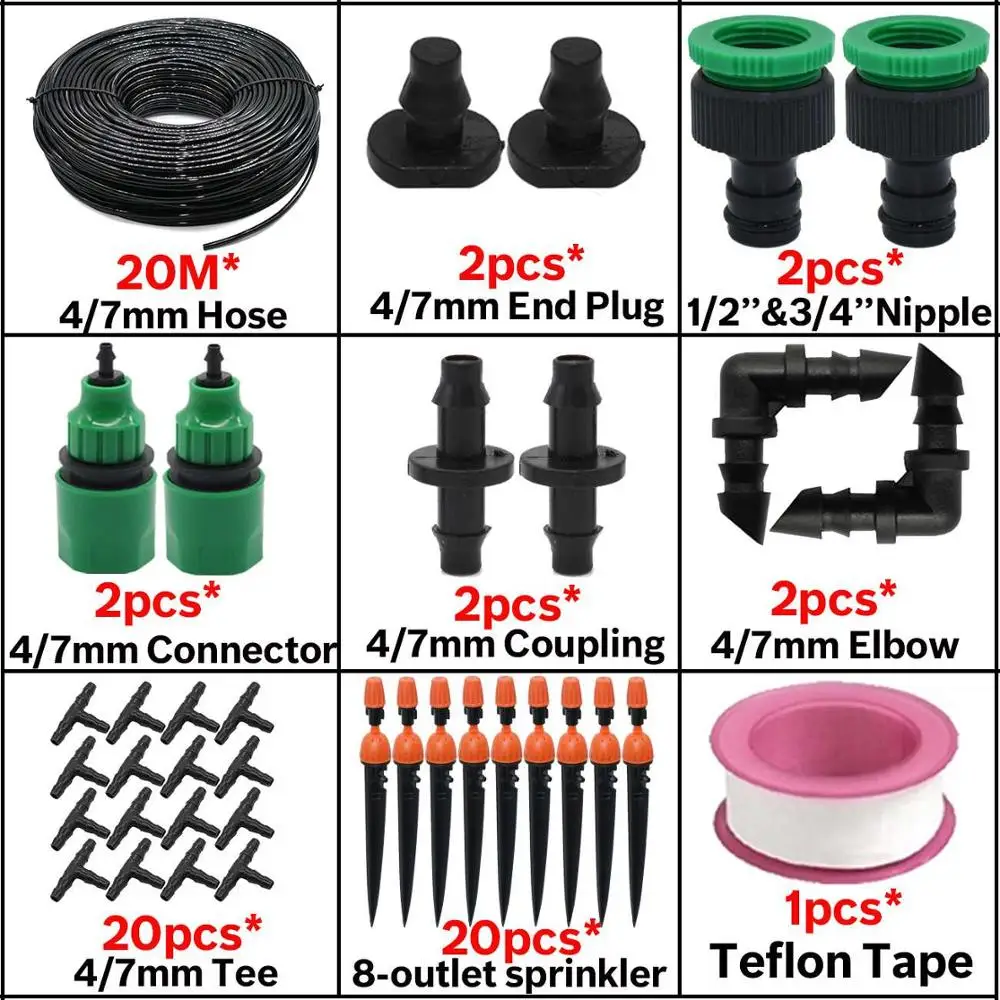 KSL01-KIT081-20M KESLA сад балкон Теплицы DIY автоматический полив наборы микро капельного орошения системы для растений бонсай Регулируемая капельница - Цвет: KSL01-KIT081-20M