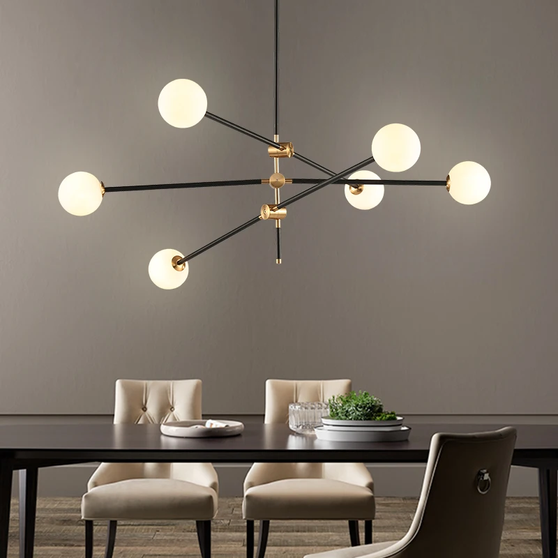 

Nordic Iron Tree Branch Chandelier Line Molecular Glass Ball pendant lamp Magic Beans Hanglamp Loft Home sputnik chandelier
