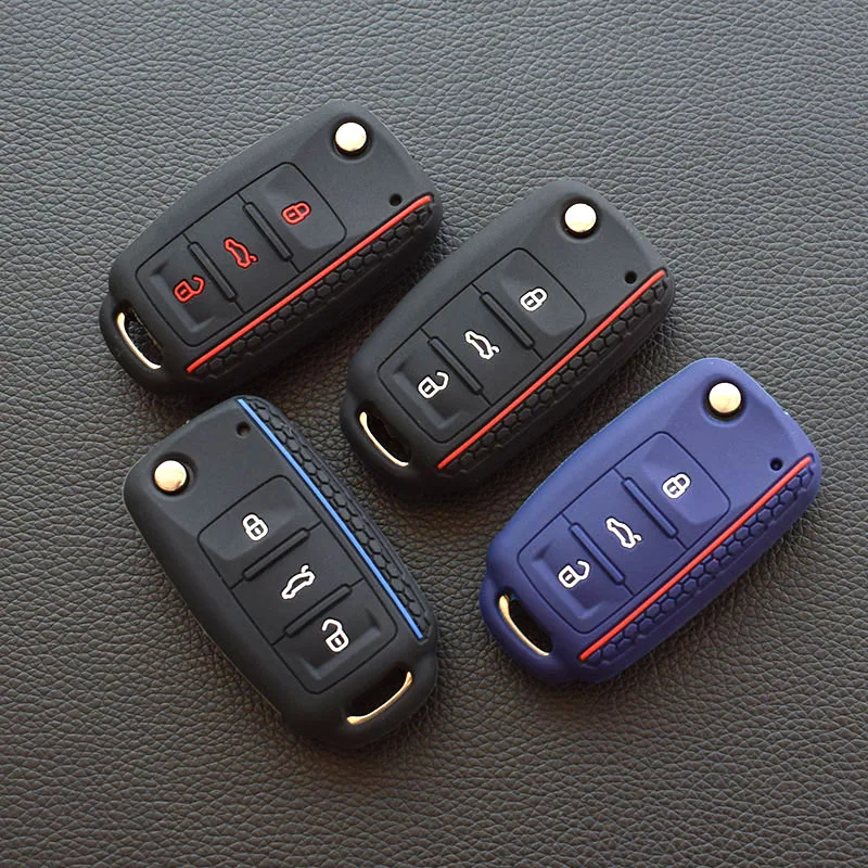 

For Volkswagen Bora POLO GOLF Passat Car Key 2019 New Silicone Cover Case Shell 3 Button Remote Key protector Car Key Styling