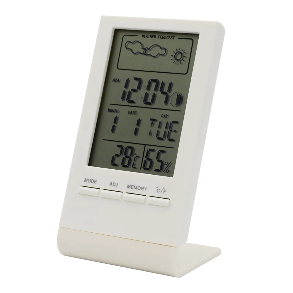 

Mini Digital Thermometer Indoor Hygrometer Room Temperature Humidity Meter Gauge Clock Weather Forecast Max Min Value Display