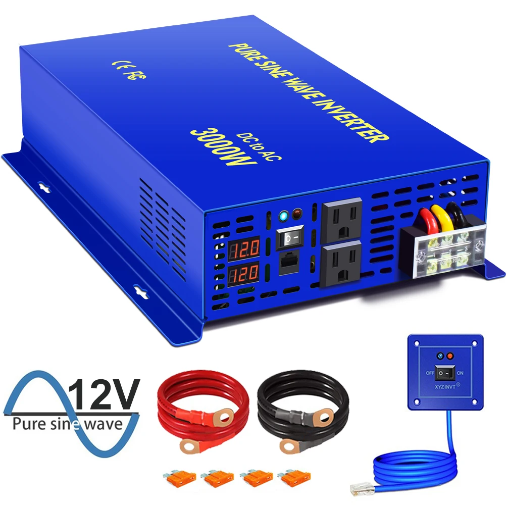3000W Off-Grid Inverter A Onda Sinusoidale Pura 12V/24V/36V/48V Dc A Ac 110V/120V/220V/230/240 Pannello Solare Inverter Telecomando Cablato