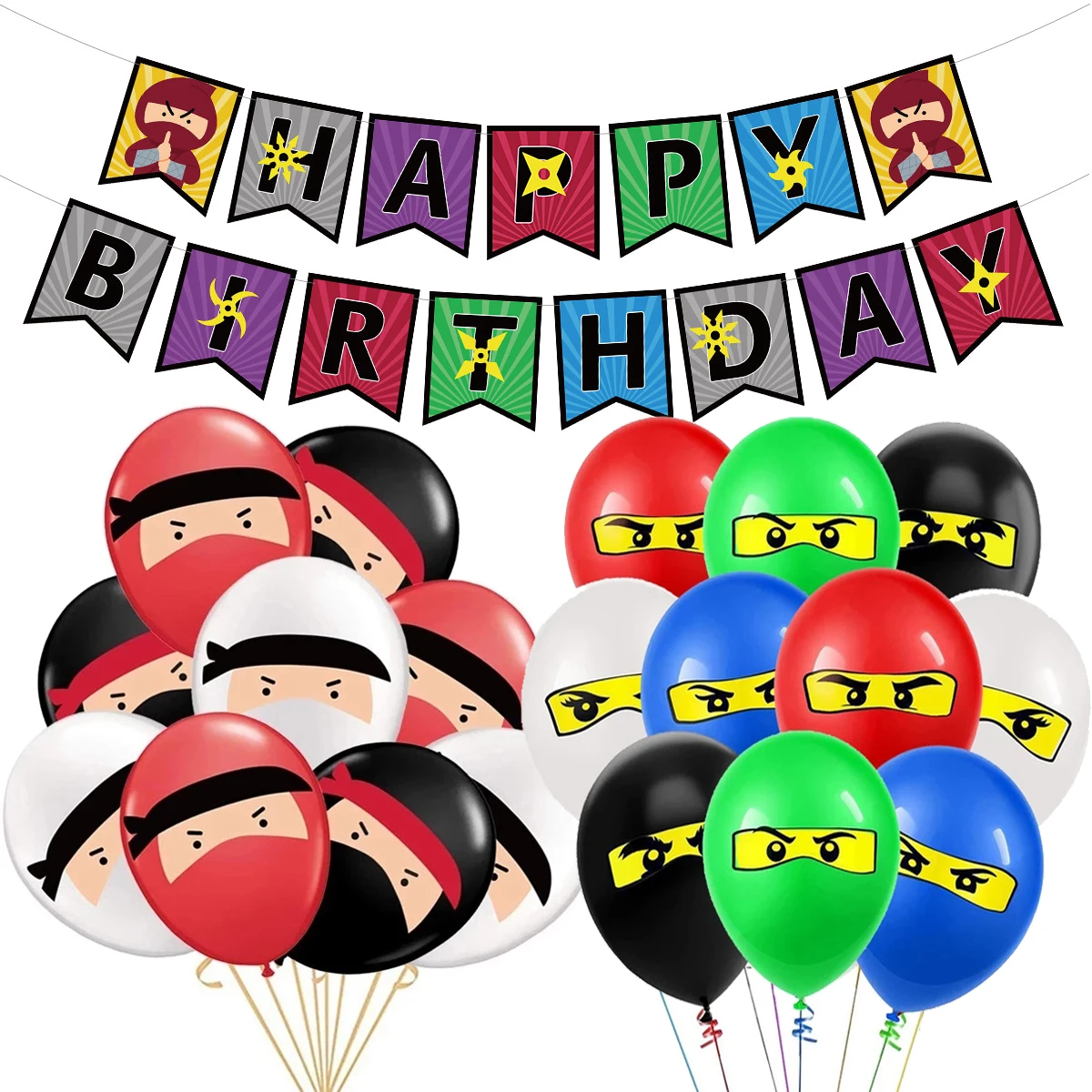 1 Ensemble De Ballons Ninja 12 Pouces Pour Garcons Banniere De Joyeux Anniversaire Guerrier Ninjago Pour Enfants Ballon De Jeu Lego En Latex Decoration De Fete Pour La Maison Aliexpress