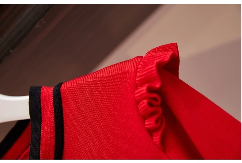 Зимнее женское красное платье-свитер с галстуком-бабочкой большого размера мини-трикотажное платье Женский пуловер платье с оборками Vestidos XXXL