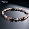 ZAKOL Exquisite Oval Zirconia Crystal Leaf Bracelet Bangles Shiny Rose Gold Color CZ Zircon Stone Jewelry For Girl Women FSBP134 ► Photo 3/6