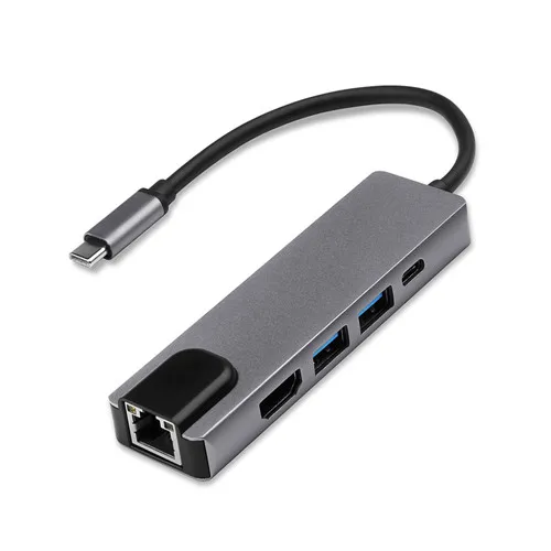 Usb type C к HDMI VGA Gigabit Ethernet Lan RJ45 адаптер конвертер type-C Thunderbolt 3 док-станция для Macbook Air Pro huawei P30 Pro - Цвет: 5 in 1