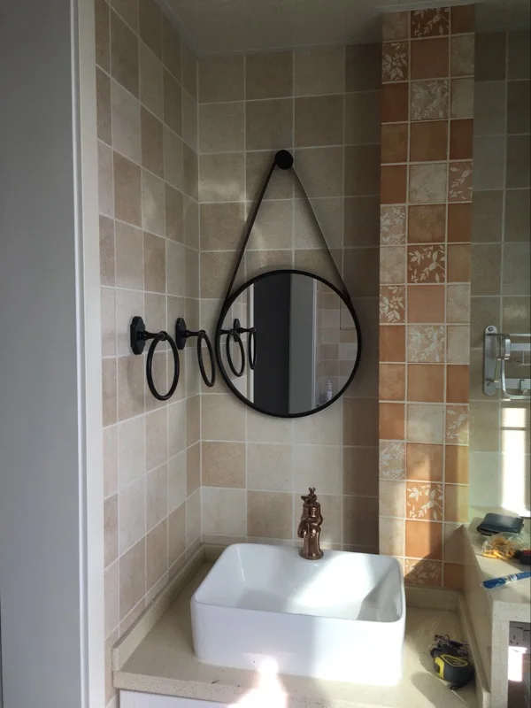 Круглое/зеркало из геометрических фигур, железная Золотая рамка, настенное зеркало, настенное искусство для ванной комнаты, настенные, декоративные, для зеркала, настенное зеркало Wy1116023