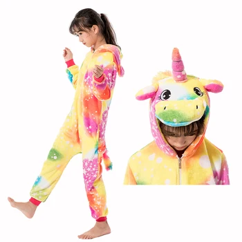 

Kigurumi Stitch Pajama Unicorn Kid Boy Girl Onesies Pajama Cartoon unicorns Stitch Panda Cosplay onesie Hooded Cute Sleepwear