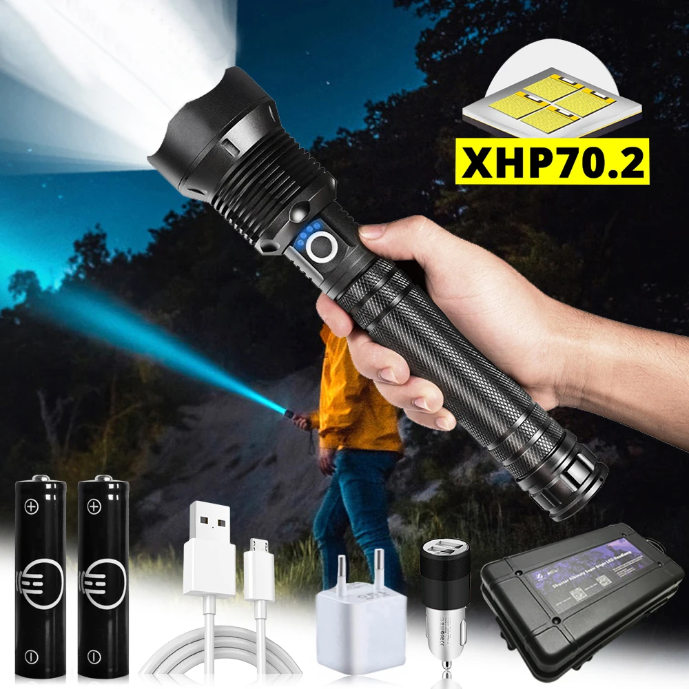 Фонарик led XHP70.2/XHP50 самый мощный светодиодный фонарик Ручной фонарь 18650