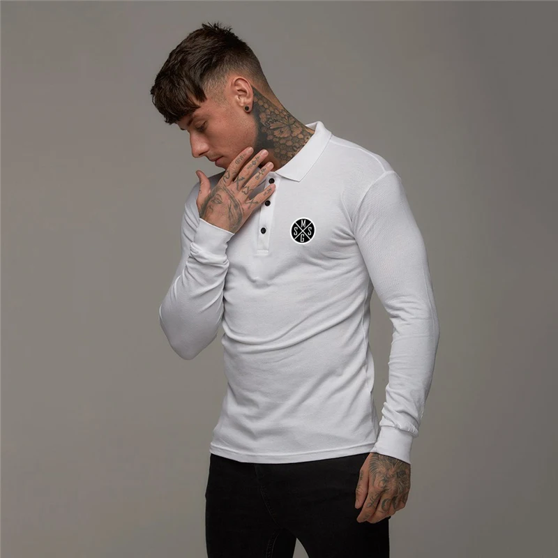 

2019 Male Fashion Cotton Brand Polo Shirt Casual Long Sleeve Business Mens Shirts Designer Men Tenis Polos Long-sleeved Clothing