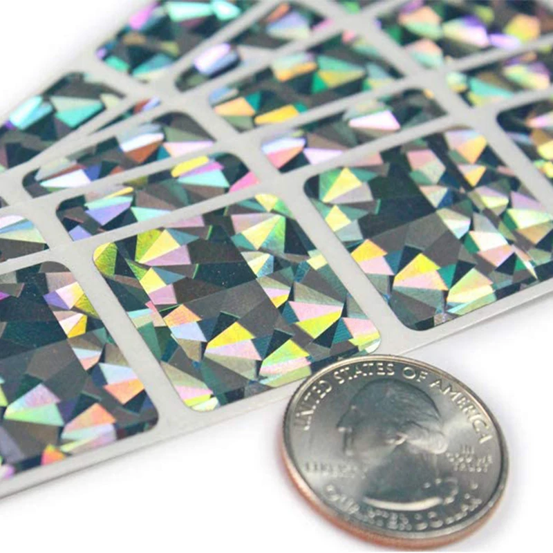 

300pcs Scratch Off sticker 1 Inch Square Metallic Silver Hologram Scratch Off Labels stickers for game DIY sticker