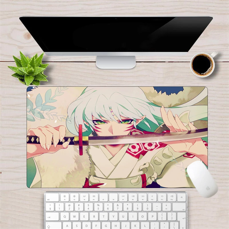 Аниме Inuyasha коврик для мыши геймер 70x40 см большой резиновый прочный запирающийся край игровой коврик для мыши Компьютерная клавиатура Коврик Настольный коврик
