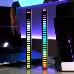 Lumière colorée de contrôle du son, USB/batterie rechargeable, application de contrôle à 32 LED, activé par la voix, bande lumineuse rythmique pick up, ordinateur et voiture 