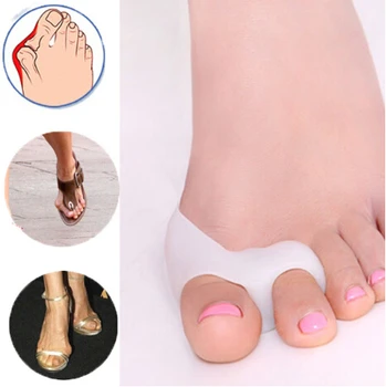 

2019 New 1Pair 2 Hole Toe Corrector Separator Thumb Valgus Protector Bunion Adjuster Hallux Guard Silicone Foot Care Tool