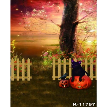

Halloween Photography Backdrop Pumpkin Fairy Tale tree Kids Birthday Party Background Photo Booth Props Witch Dress Up Decors